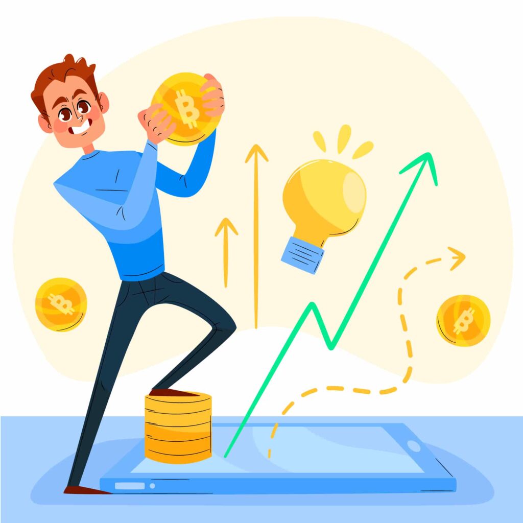 image vectorielle d'un homme qui porte une pièce de monnaie pou rinvestir girardin industriel